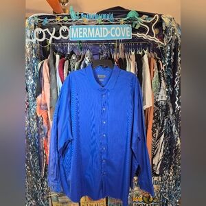 #0487 MEN'S 22 Tall CALVIN KLEIN Slim Fit Blue Dress Shirt 69.5"Chest 35"Long